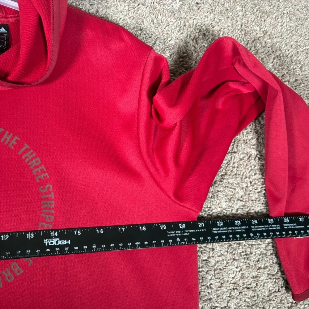 Adidas Mens ClimaWarm Scuba Hood Pullover Hoodie Red EI8380 Size Medium‎